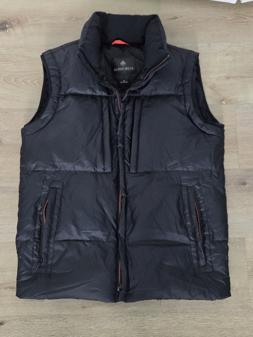 Rainforest Women's Down Puffer Vest Size M Black Full Zip 6 Pocket Lightweight